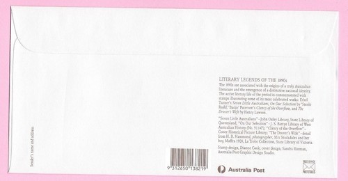 AUSTRALIA FDC 1991 - LITERARY LEGENDS of the 1890's - Shs Sydney, NSW - Picture 2 of 2