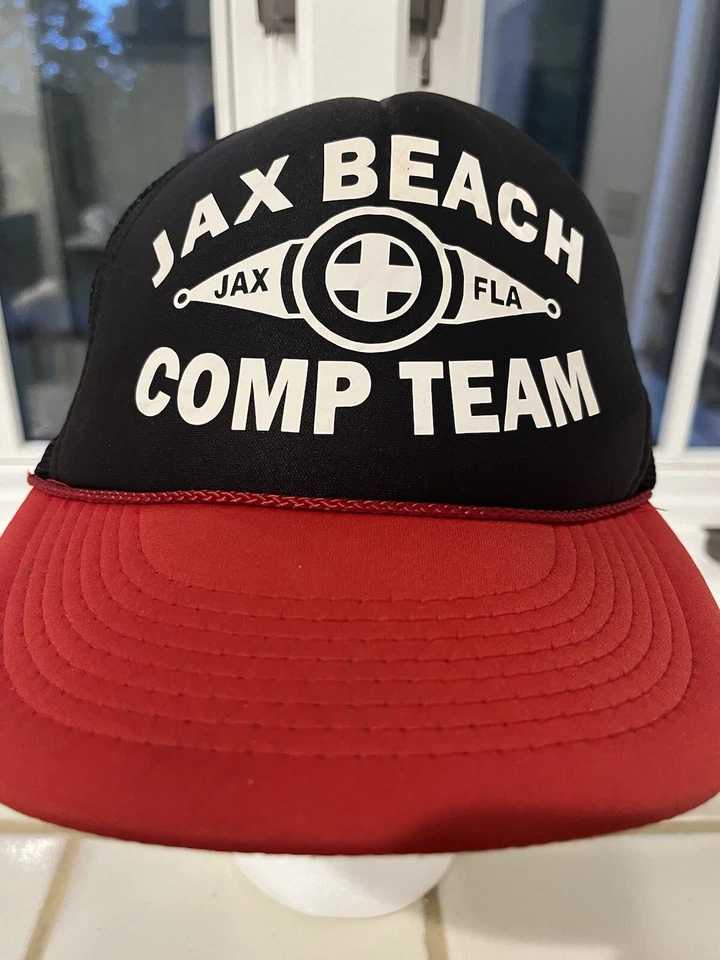 Gorra de camionero vintage Jax Beach Comp Team azul marino Jacksonville FL Florida Foto 2 de 4