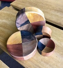 Pair Concave Sawo Jackfruit Areng Teak Quarters Wood Plugs Gauges Earlets