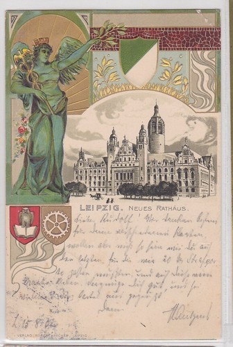 07604 Präge-Ak Gruss aus Leipzig Neues Rathaus 1903