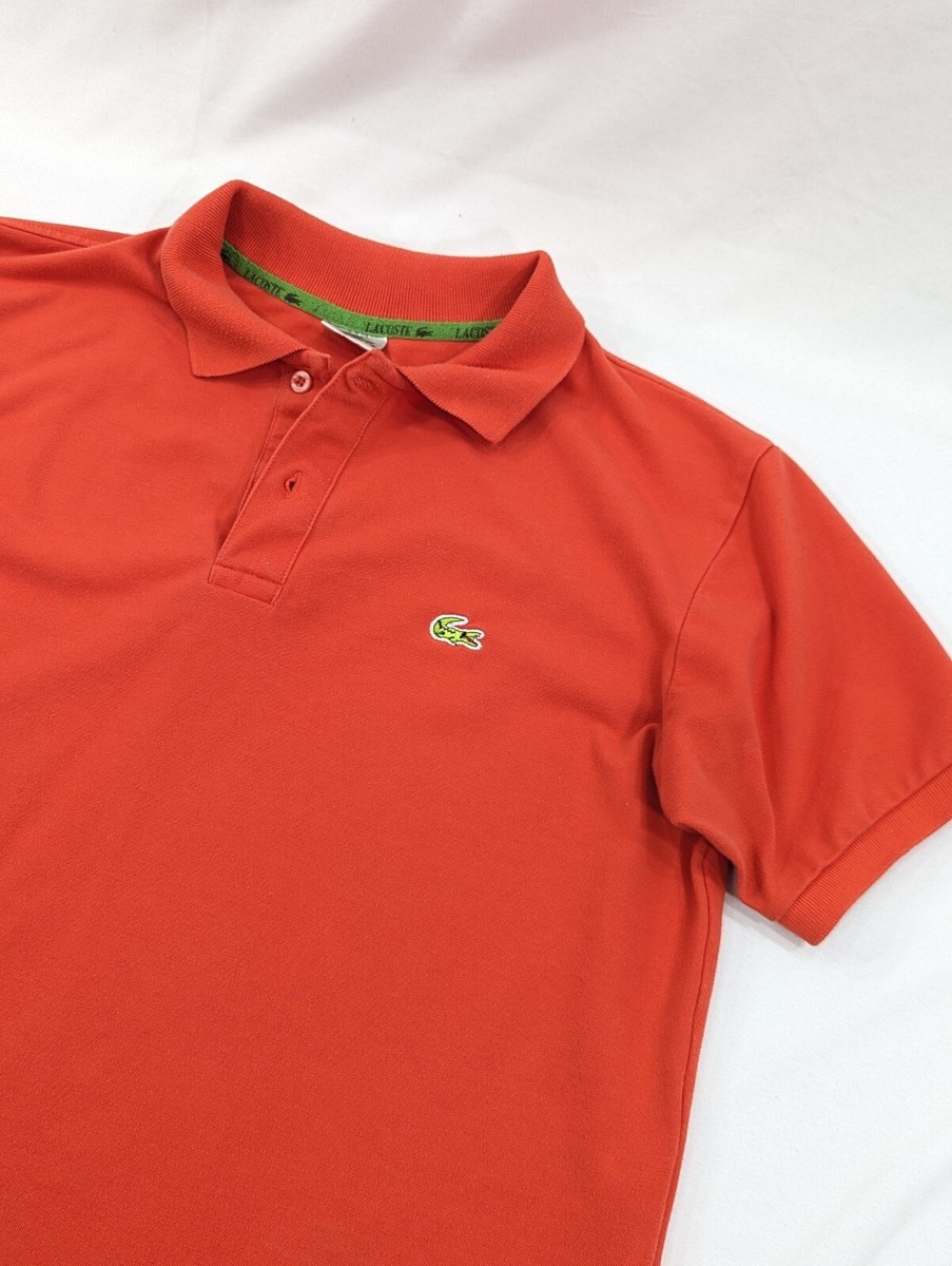 Lacoste Shirt XL Blood Orange Polo 3-Button Short Sleeve Golf Neon