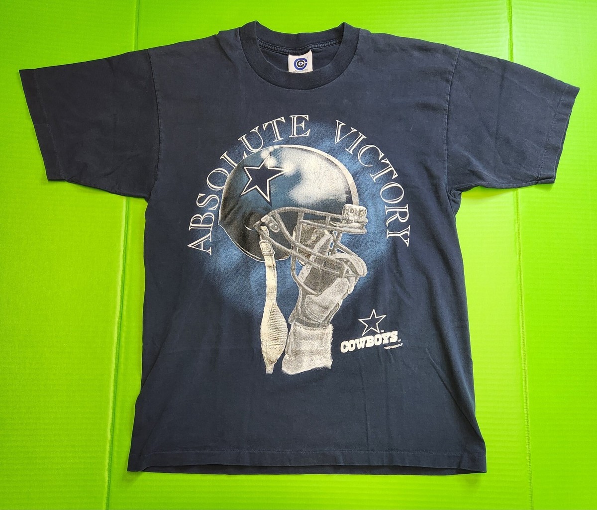 Vintage 1996 Dallas Cowboys Absolute Victory Blue Shirt Size Large Single  Stitch