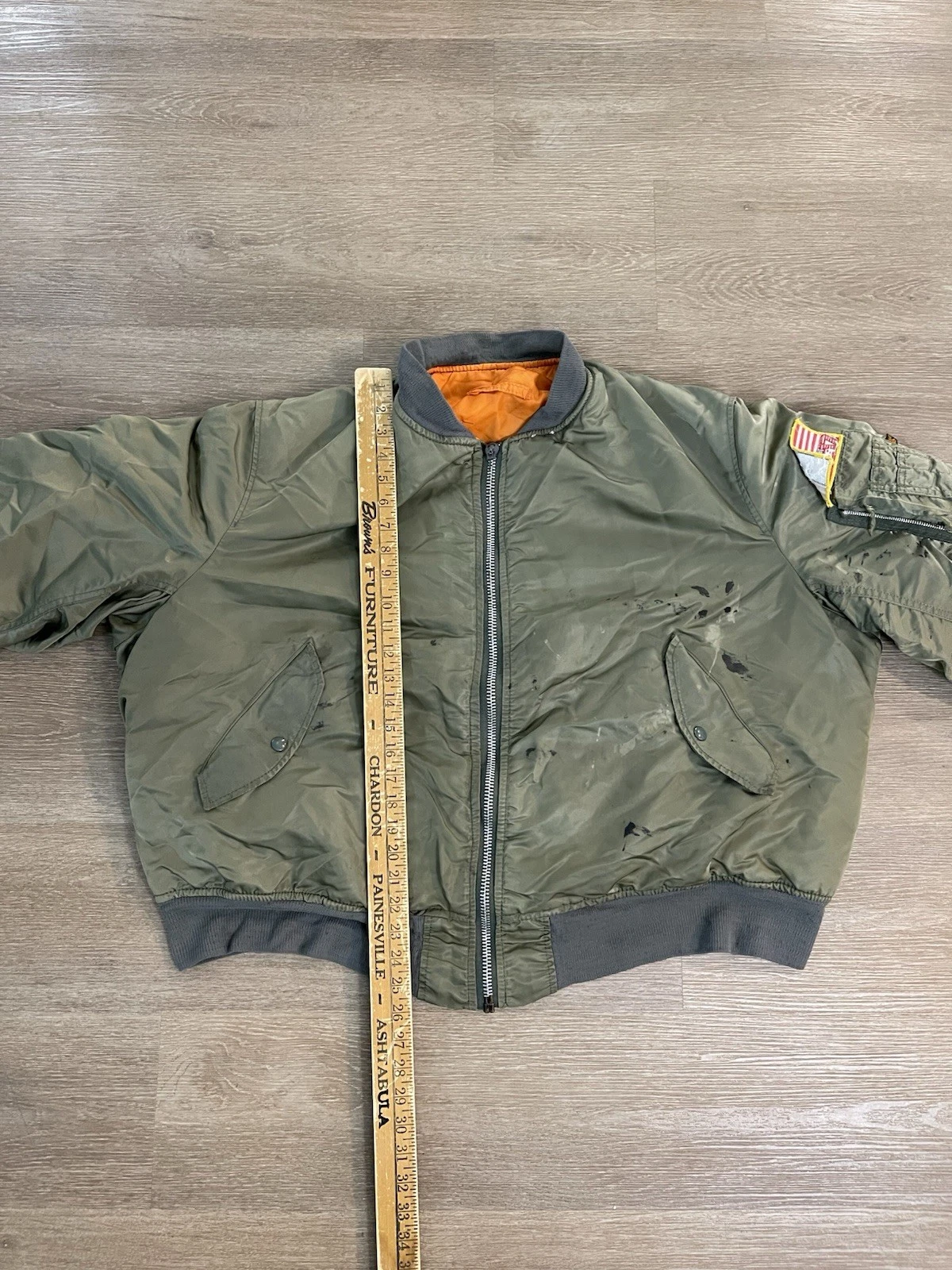 Vintage 80s Alpha Industries MA-1 Flight Bomber Jacket XXX-Large Olive Green USA - product detail image 13