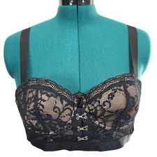 Adore Me 38B Bra Black Longline Underwire Back Closure
