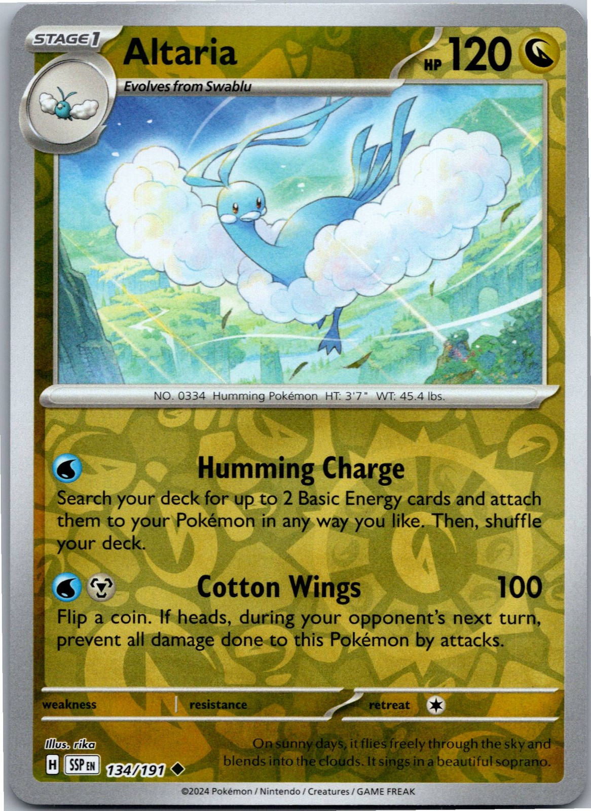 Altaria - SV08: Surging Sparks 134/191 - Uncommon - Reverse Holo- LP