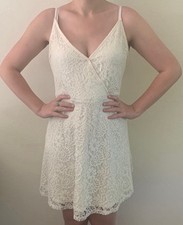 Love Fire Cream Lacy Mini Dress Size XL babydoll adjustable straps Graduation