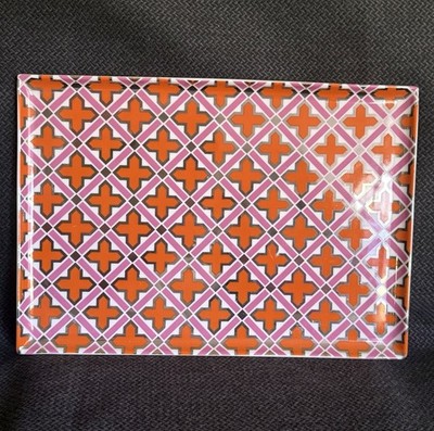 Jonathan Adler Versailles Carnaby 12.5'' Rectangular Mirrored Tray Pink & Orange
