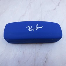 Ray-Ban Blue Hard Shell Eyeglass Case Red Interior Matte Finish Clamshell