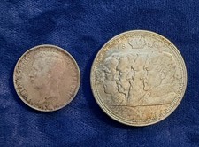 BELGIUM  1910 1 FRANK & 1948 100 FRANCS SILVER COINS, LOT OF (2)