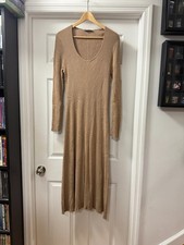 Everlane The Ribbed Scoopneck Midi Dress in "Burnt Sugar" soft viscose size XL