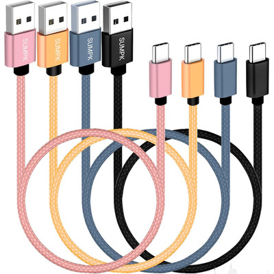 USB C Cable 1.5FT 3 Packs, 18W Short Type C Cord Fast Charge USB 2.0 Data Braide