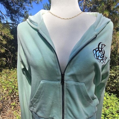 Vintage Guess Jeans teal zip up hoodie with embroidered logo.