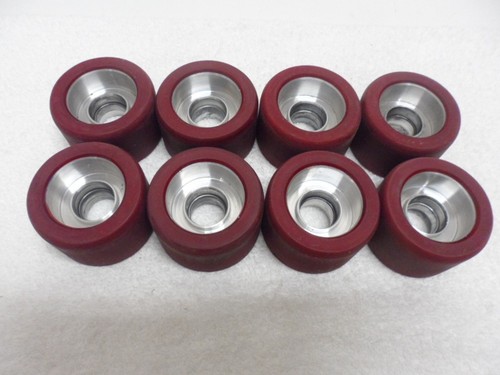 Vintage Set of (8) Maroon Skate Wheels 62mm 38mm 90a Aluminum Hubs - Picture 2 of 14