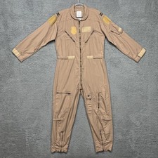 Vintage US Military Flyers Coveralls Mens 44R Tan CWU-27/P Nomex Flight Suit 90s