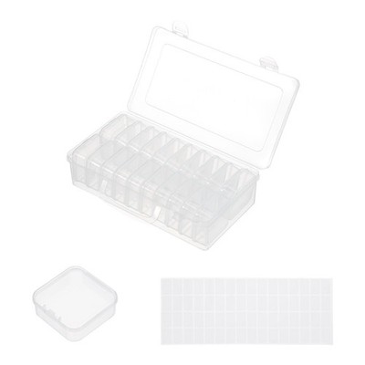 20 Slots Bead Storage Containers, Clear Plastic Bead Boxes with Labels