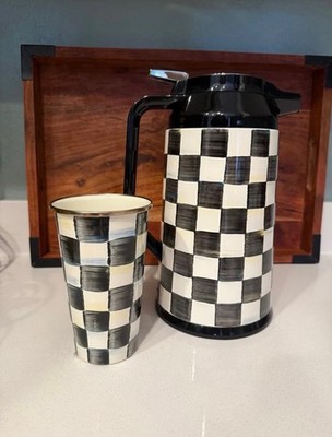 Brand New Mackenzie Childs Courtly Check Coffee Carafe