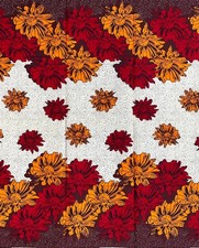 African Print Fabric/ Ankara - Orange, Red, Brown, Cream 'Sunset Scatter', YARD