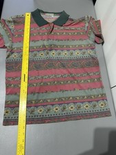 AUTHENTICATED Valentino Garavani Pink Green Paisley Polo Shirt Top - Men's Small