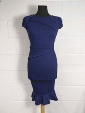 Lipsy London Navy Pearl Bodycon Flute Hem Dress Size UK 8 New With Tags 