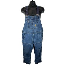 Carhartt Double Knee Denim Overalls Carpenter Workwear Utility 42x30 Distressed
