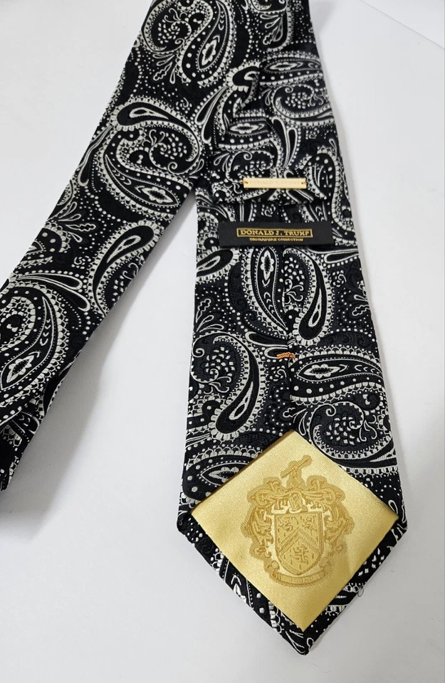 Corbata Donald Trump Signature Presidential Seal Collection 100 % seda barra dorada negra Foto 2 de 4