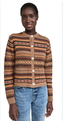Alex Mill FRANCIS CARDIGAN IN FAIR ISLE IN CAMEL COMBO