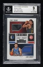 2018-19 Contenders Rookie Ticket Dual Swatches Trae Young Luka Doncic BGS 9 15wb