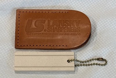 Lansky Sharpeners Pocket Stone 3x1'' Fine Grit With Groove -Leather Pouch