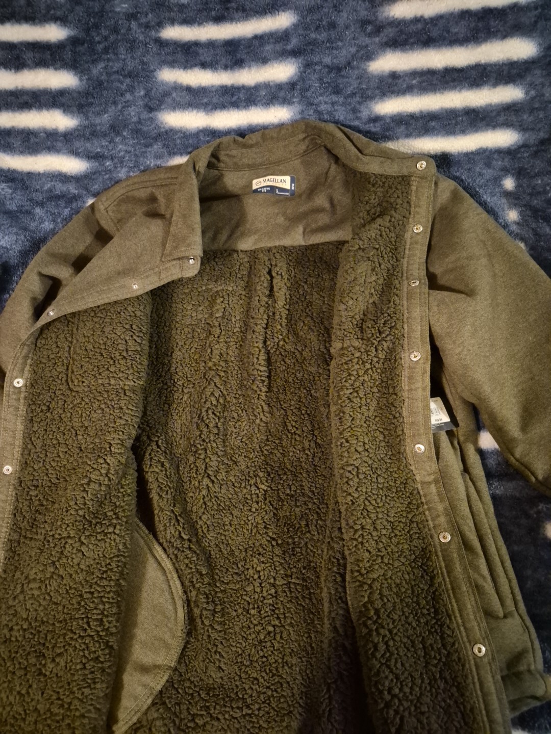 Magellan Campfire Mens Shirt Jacket Olive Green Large New w Tags