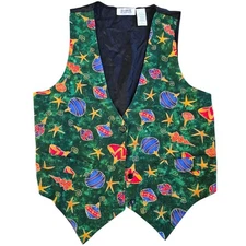 Sostanza Men's Christmas Vest Size Small Medium 100% Cotton Vintage Ornaments