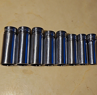 8 X Snap on USA SFM 3/8" Drive Deep Sockets 9mm 19mm