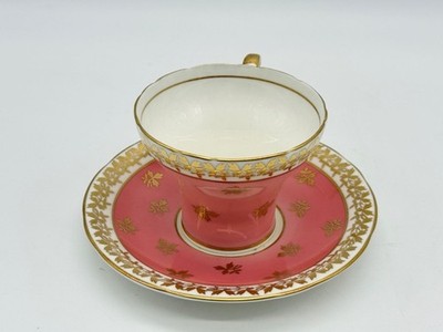 *Rare* 1940's Ansley Beautiful Corset Shape Pink w/Gold  Teacup & Saucer L058