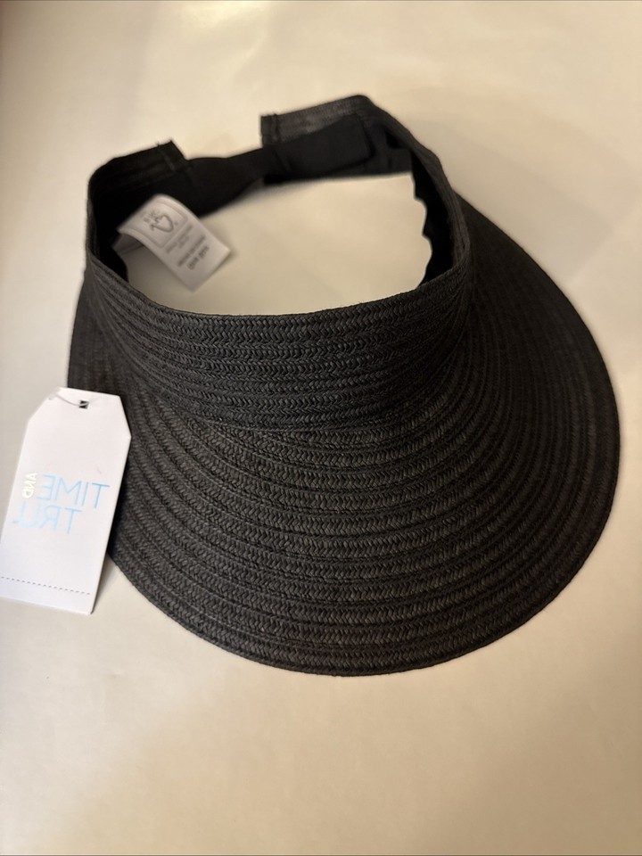 Time and Tru  NEW , Flat Sun Visor,  Hat, Black,  One Size,  Adjustable NWT