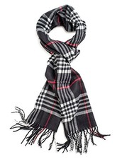 VERONZ Super Soft Classic Cashmere Feel Winter Scarf Black Plaid