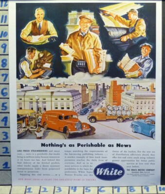 1946 WHITE NEWSPAPER DELIVER TRUCK AUTO TRAVEL SPORT TRANS E81