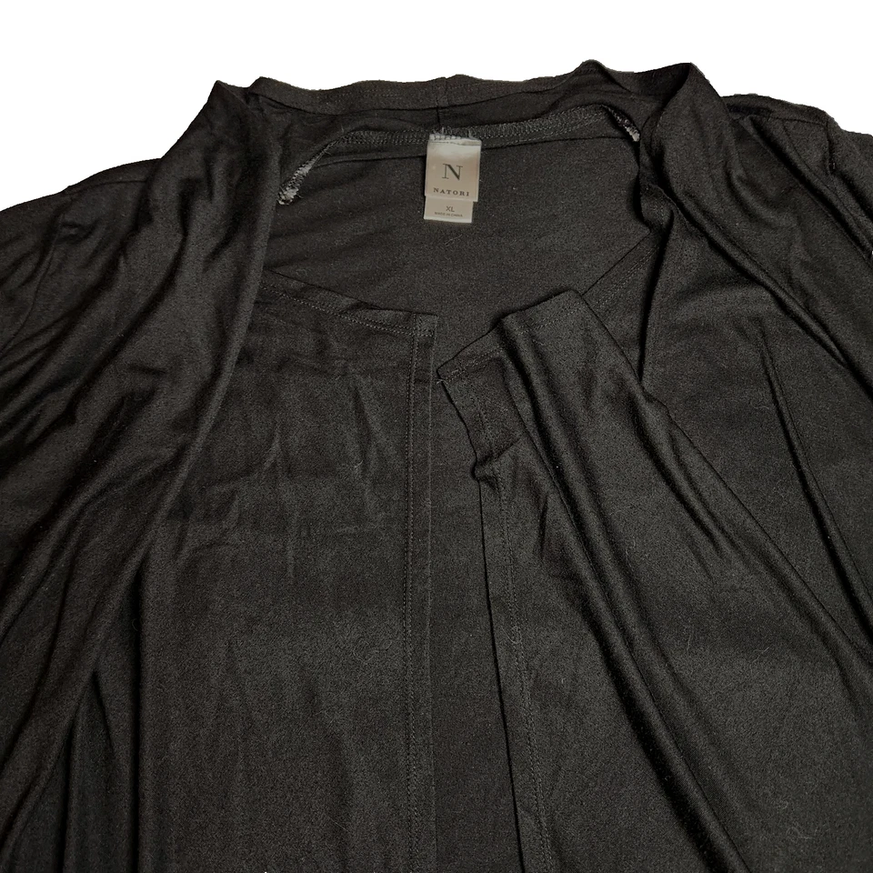 Cárdigan para mujer Natori frente abierto talla XL negro mangas 3/4 Foto 2 de 4