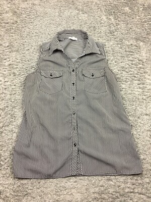 Notations Sleeveless Top Womens Size Large White Black Striped
