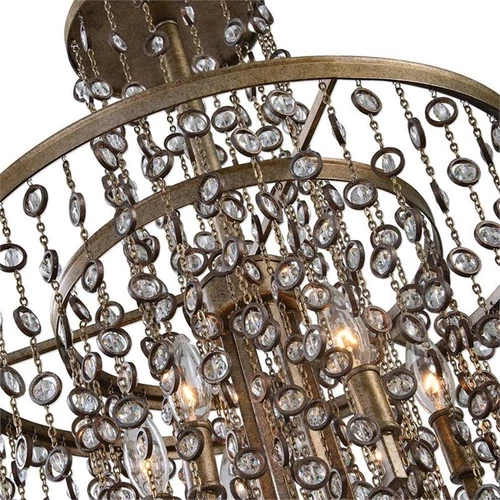 Uttermost Valka 6 Light Crystal Chandelier in Silver Swedish Iron - Picture 3 of 6