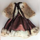 Ooak New Custom 18" Doll Clothes Hand Made Dress Gown and Cape Satin Fur Lot #8