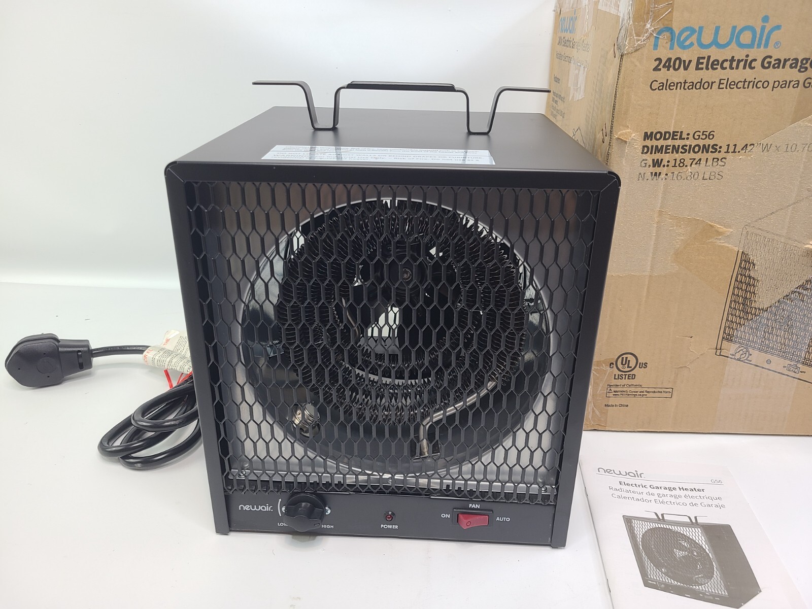 NewAir Electric Portable Garage Heater G56 800 sq. ft. 6u0026#039; Cord 5600  Watt Indent 854001004396 | eBay