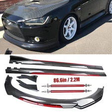 Front Bumper Lip Spoiler Body Kit Side Skirt Carbon Fiber For Mitsubishi Lancer