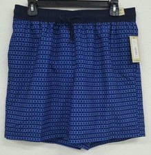 Roundtree Yorke Caribbean Navy Blue Diamond Men's Swimwear NWT 49.50 M L