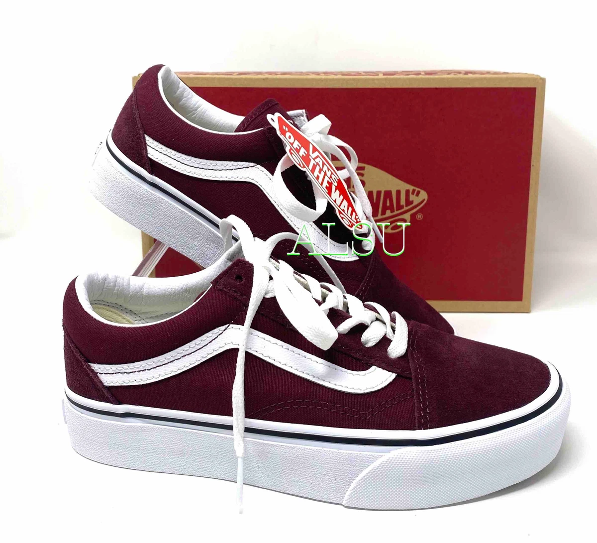 VANS Old Skool Platform Red Port Royal White Women9.5 Sneakers | eBay