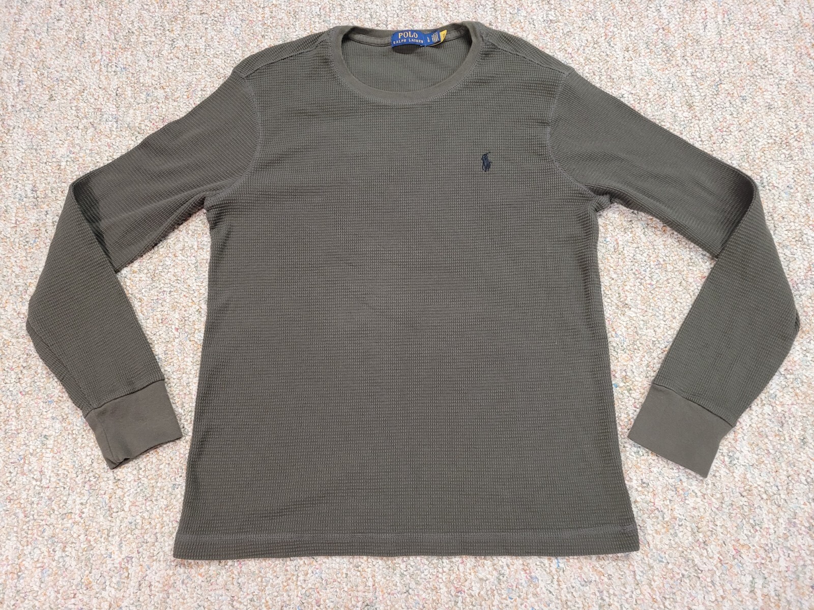 Polo Ralph Lauren camicia uomo grande verde militare waffle maglia termica outdoor pony