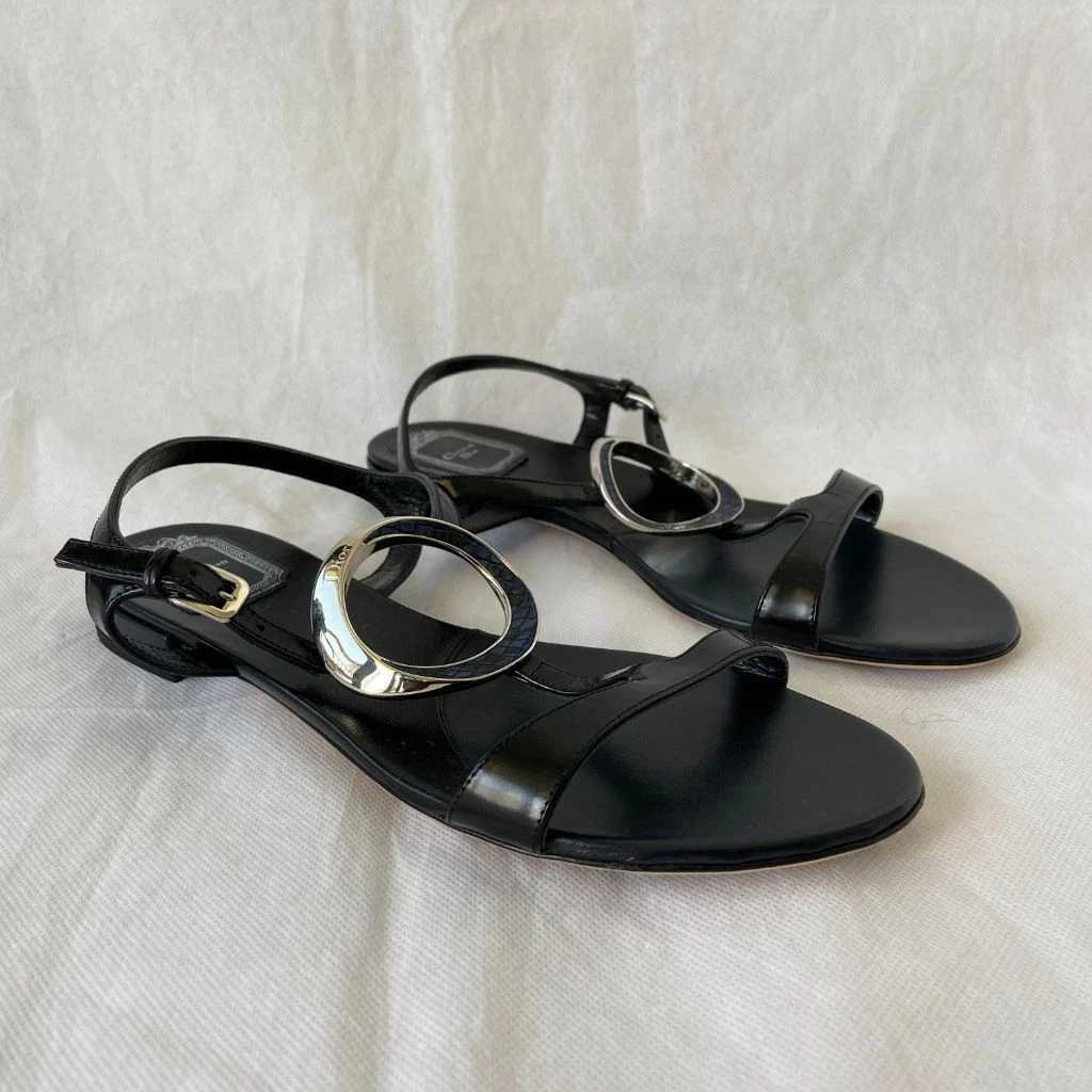 Sandales Dior en cuir noir et python pointure 39