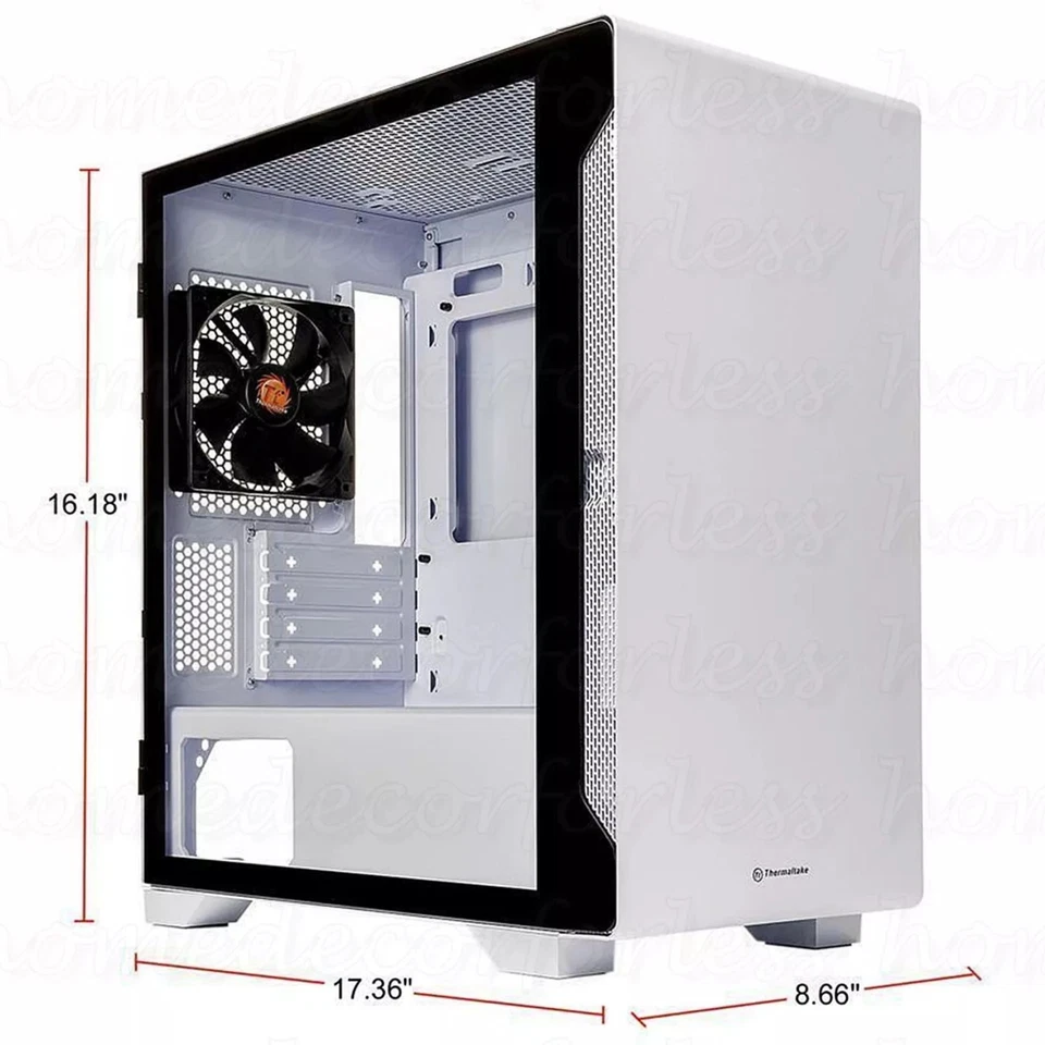 Thermaltake S100 Tempered Glass Snow Edition Micro-ATX Mini-Tower Computer Case - Image 3 of 4