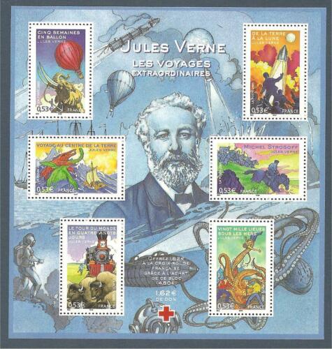 Postage Stamp sheet : JULES VERNE / VOYAGES : NEW : 2005 / France 6 Stamps