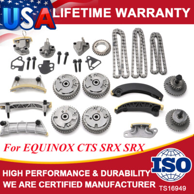 Full Timing Chain Set & 4VVT Cam Phaser Int Exh For EQUINOX CTS SRX SRX 3.0/3.6L