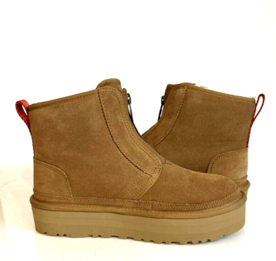 UGG Women's Size 9 Neumel Zip Platform Suede Boots Chestnut NEW In