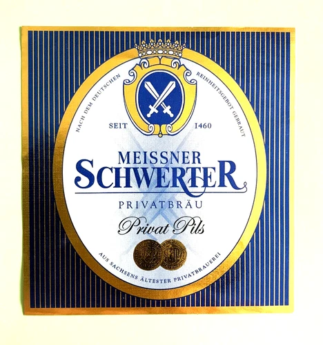 Beer label - Beer label, Meissner Schwerter Pilsner, Meissen, Saxony #32#